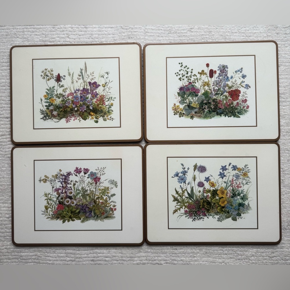 🌸 PIMPERNEL Wild Flowers 4 Placemats Floral Cork-Backed Mats
